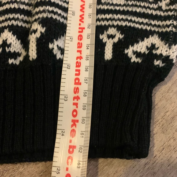 VINTAGE black white grandpa style knit sweater size medium perspective brand - Picture 8 of 9
